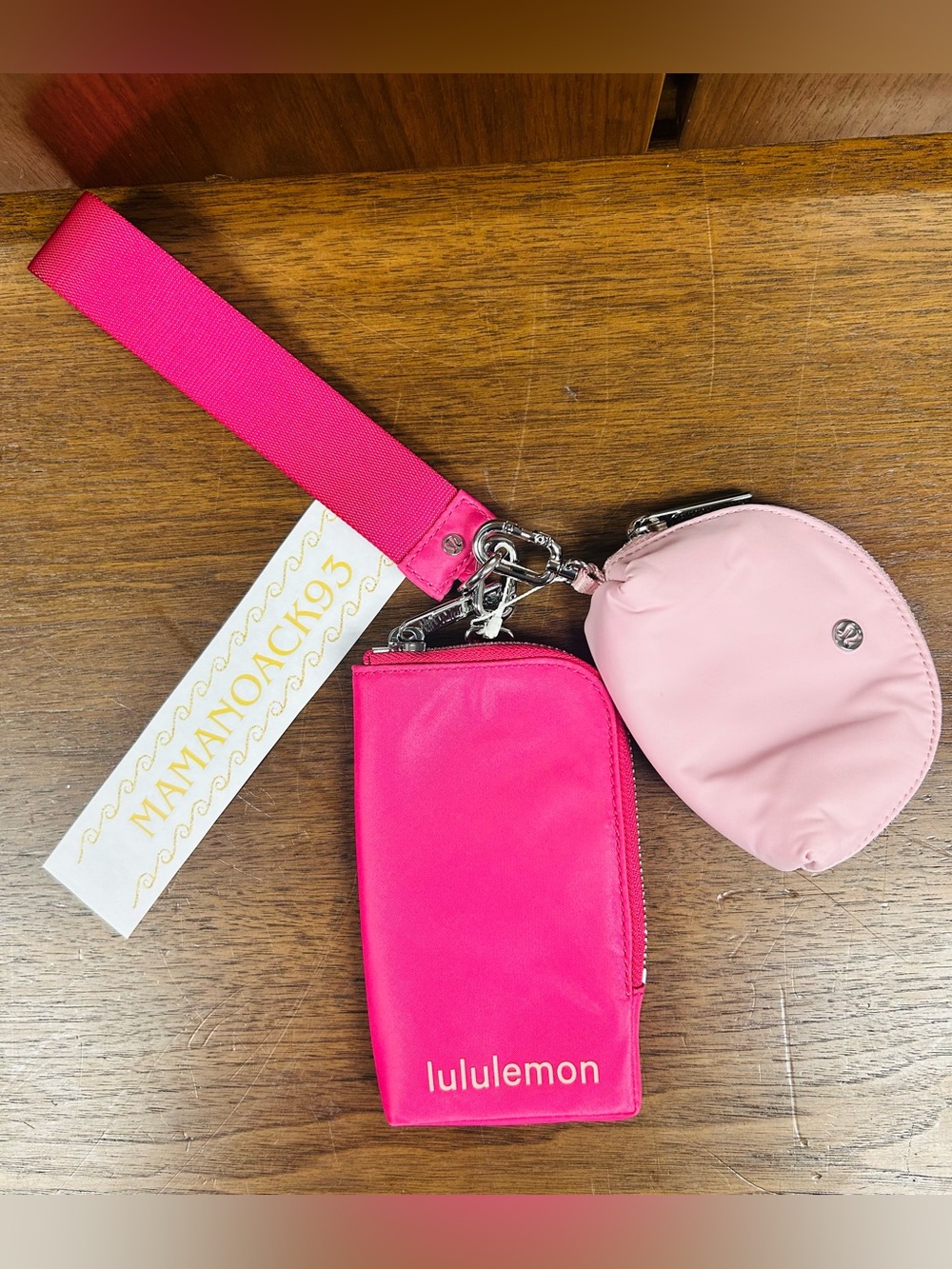 Lululemon Dual Pouch Wallet, Hot Pink & Pink (Large Size)